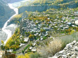 Aerial View of Altit Valley And River Hunza