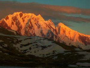 Sun set on Spantik View from Rusk Lake trek